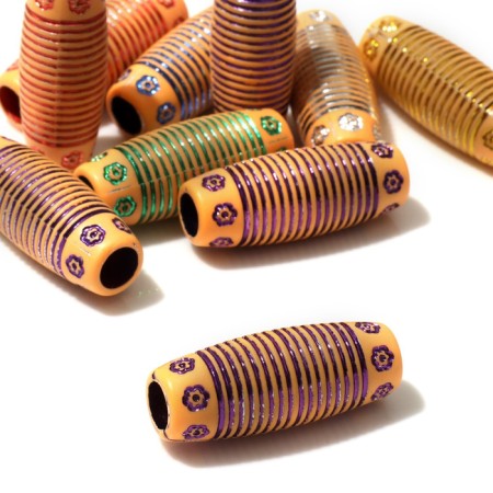 Bead "Ornament" stripes, 3 × 1 × 1 cm, set 10 pcs., Brown color-1