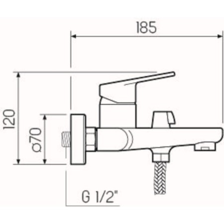 Bath mixer "RMS" SL132-009E, pour 95 mm, shower set, zinc, chromium-4