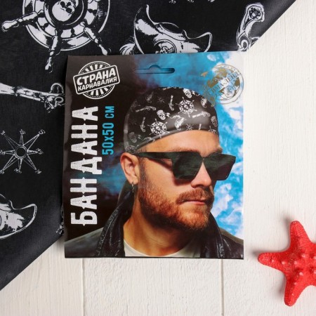 Bandana "Funny Roger", 50x50 cm, black color-5