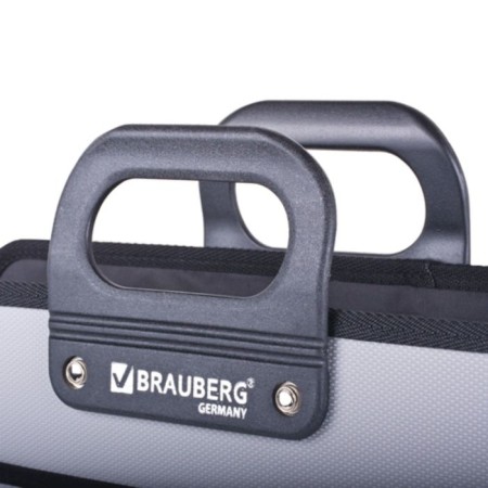 Plastic portfolio A4 BRAUBERG "Prime Minister", 390 x 315 x 120 mm, 3 compartments, on lightning, gray-1