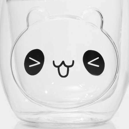 Glass mug with double walls "Panda", 300 ml-3