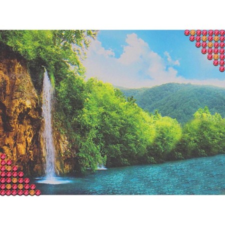 Diamond mosaic with full filling on the canvas "Falls", 40 x 30 cm-1