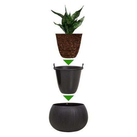 Beton Bowl flowers, 29 × 19.5 × 2 cm, black-4