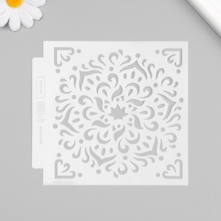Stencil plastic "Flower mandala" 13x13 cm-3
