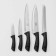 A set of kitchen knives "Eneolite", 5 objects: blade 8.5 cm, 12.5 cm, 19.5 cm, 20 cm, 20 cm, black color black