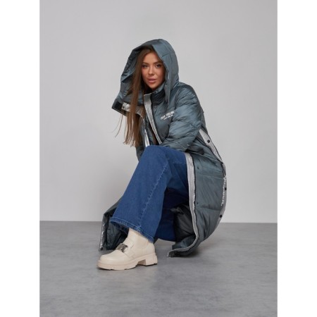 Coat insulated winter female, size 46, dark green color-16