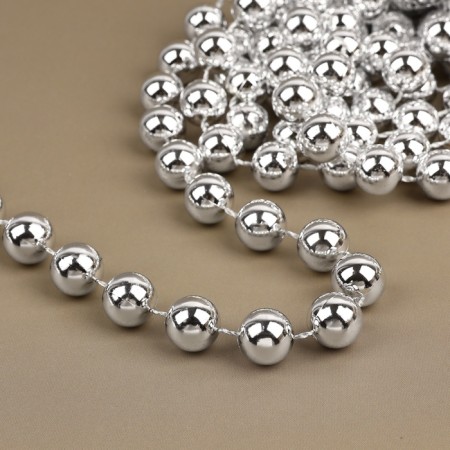 Beads on threads, round, 12 mm, 2 m, silver color-1