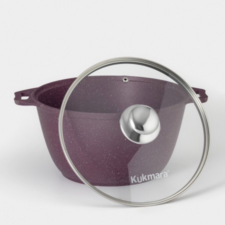 Trendy Style, 4 l, d = 26 cm, glass cover, anti -stick coating, purple color-1