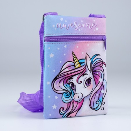Gift set for the girl "Magic Unicorn", bag, pen, notebook, lilac color-3