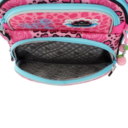 Frame backpack 35 x 28 x 15 cm, Across 178, filling: bag, pencil case, pink ACR22-178-5-9
