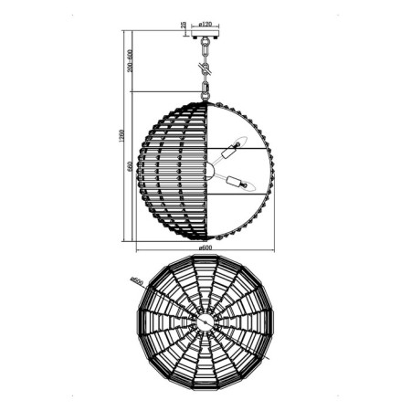 Suspension lamp Maytoni Mod092PL-08CH, E14, 8x40 W, 600x600x1260 mm, Chrome-2