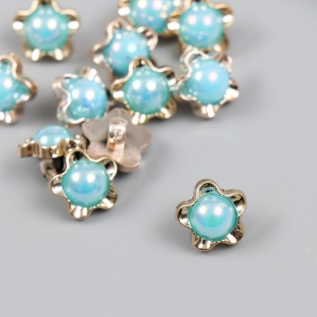 Button plastic for creativity "Flower with pearls" set of 12 pcs 1.2x1.2x1 cm