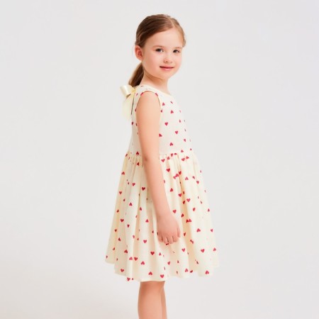 Платье для девочки MINAKU: Cotton Collection цвет бежевый, рост 122-3