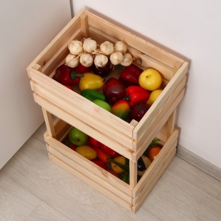 Box for vegetables, 30 × 40 × 60 cm, wooden, two -level, Greengo-5