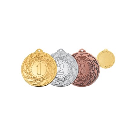Medal d = 50 mm, under the tab 25 mm, thickness 1.5 mm, silver color