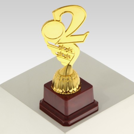 Cup "2nd place", award figure, gold, plastic stand, 16.8 × 6.2 × 6.4 cm.-7