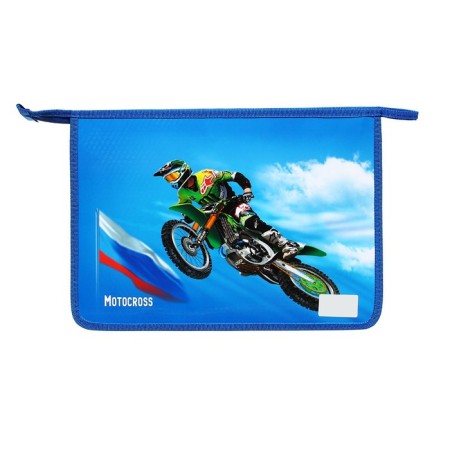 A4, 340 x 245 x 50 mm folder folder, zipper from above, voluminous 3D drawing, "motocross"-2