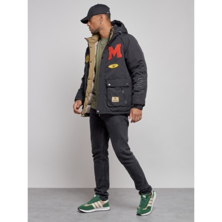 Winter male jacket, size 50, black color-1