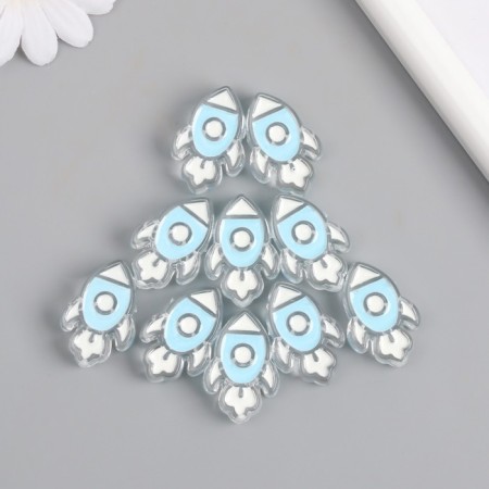 Bead for creativity plastic "Blue rocket" 0.8x2.2x3.2 cm-2
