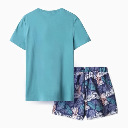 Homemade female set (T -shirt, shorts), turquoise color, size 48-7