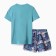 Homemade female set (T -shirt, shorts), turquoise color, size 48