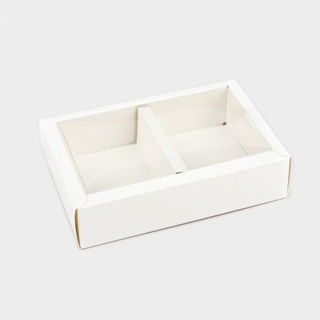 Folding box with a plastic lid "White", 16.5 x 11 x 4 cm