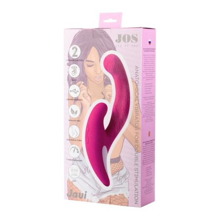 Ergonomic vibrator for double stimulation Jos Javi, silicone, pink, 22 cm-2