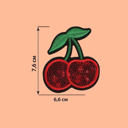 Thermal appliance "cherries", with sequins, 7.6 × 6.6 cm, red color-1