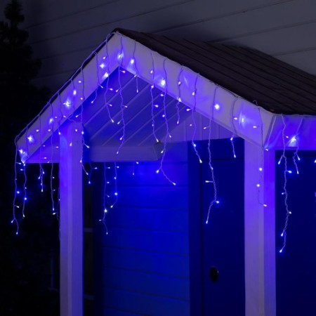 Garland "fringe" 4 × 0.6 m, IP44, white thread, 180 LED, glow blue, flickering white, 220 V