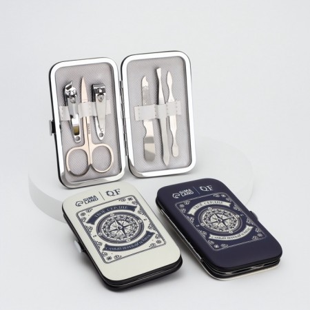 The manicure set "compass", 6 items, in a case, blue, white-2