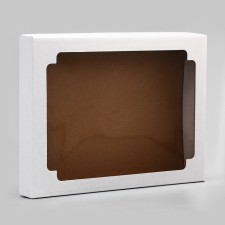 Коробка сборная, крышка-дно, с окном, белая, 26 х 21 х 4 см