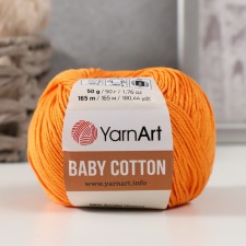 Пряжа "Baby cotton" 50% акрил 50% хлопок 165м/50гр (425 апельсин)