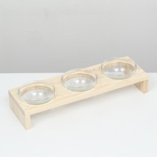 Triple stand with transparent glass bowls 45 x 14.5 cm x 6.5 cm 3x250 ml