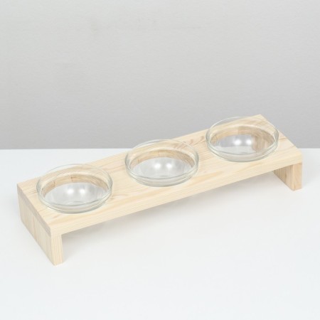Triple stand with transparent glass bowls 45 x 14.5 cm x 6.5 cm 3x250 ml