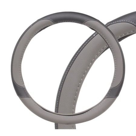 Artificial leather braid with AIRLINE AWC-SL-02M perforation, gray/black, 38 cm