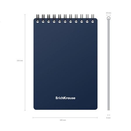 Notepad on the crest A6, 60 sheets, cage, Erichkrause "Classic", plastic cover silk -screen cover, OFSET Belic 100%, OFSET block, MIX-9