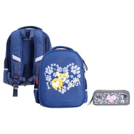 Frame backpack 36 x 28 x 17 cm, + pencil case, Bruno visconti "Corgi"