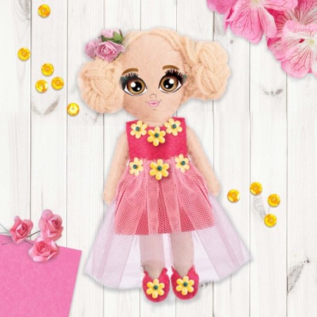 Set for creating a felt doll "Girl with braids"-4
