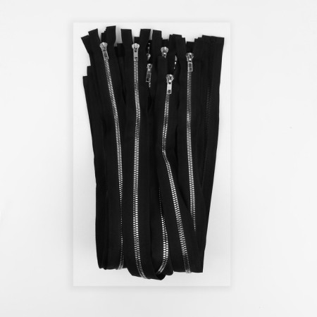 Lightning "Tractor", No. 5, connective, decorative link "Akuli tooth", castle machine, 60 cm, black/silver color-2
