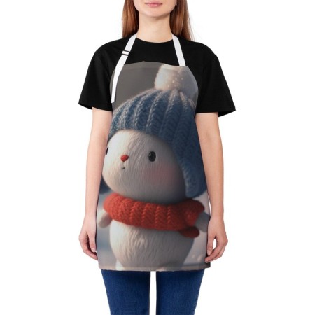 Apron of a kitchen with a photo print "Cute Bunny", adjustable, size OS