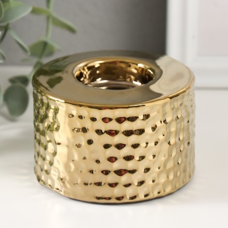 Ceramics candlestick on 1 candle "rain drops on the sand" d = 4 cm gold 9x9x6 cm-1