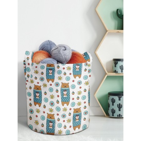 Textile bag “Bear with a gift”, for storing things and toys, size 30x30 cm, 18.9 liters