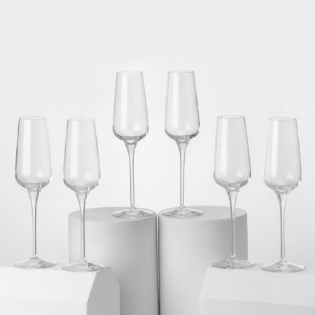 A set of fuepers for champagne Sublum, 210 ml, crystal glass, 6 pcs