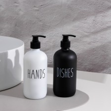 A set of bathroom dispensers, 500 ml, glass, black and white color