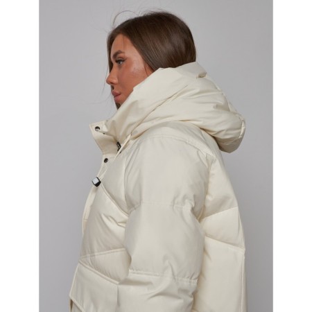 Coat insulated winter female, size 44, beige color-17