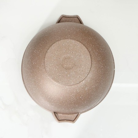 Kazan "Granite Brown", 6 liters, glass cover, cast handles, anti -stick coating, brown color-2