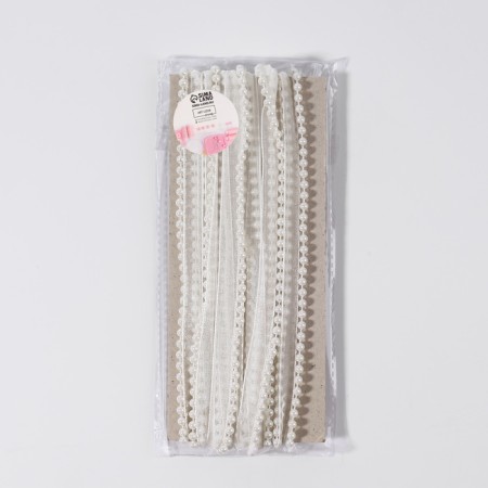 Decorative tape with beads, 12 mm, 4.5 ± 0.5 m, white color-2
