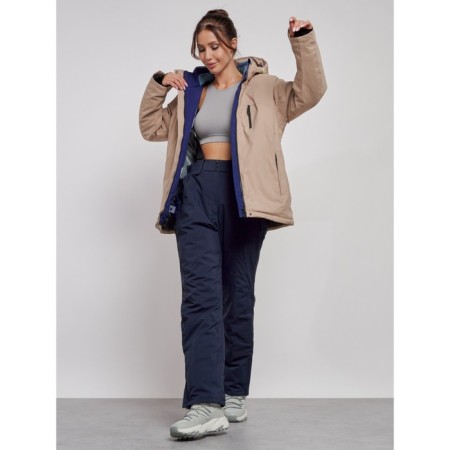 Ski jacket female winter, size 52, beige color-11