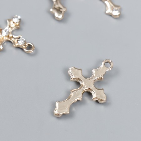 Decor for creativity Metal "Cross" gold, rhinestones 2.5x1.7 cm-1