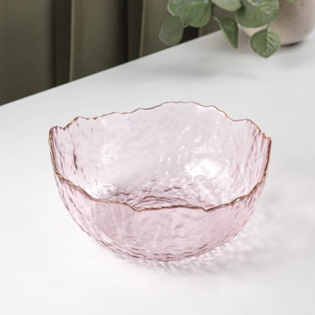 Glass salad bowl on the stand “Iride. Pink "1.1 l, 23 × 20 × 10.5 cm-4